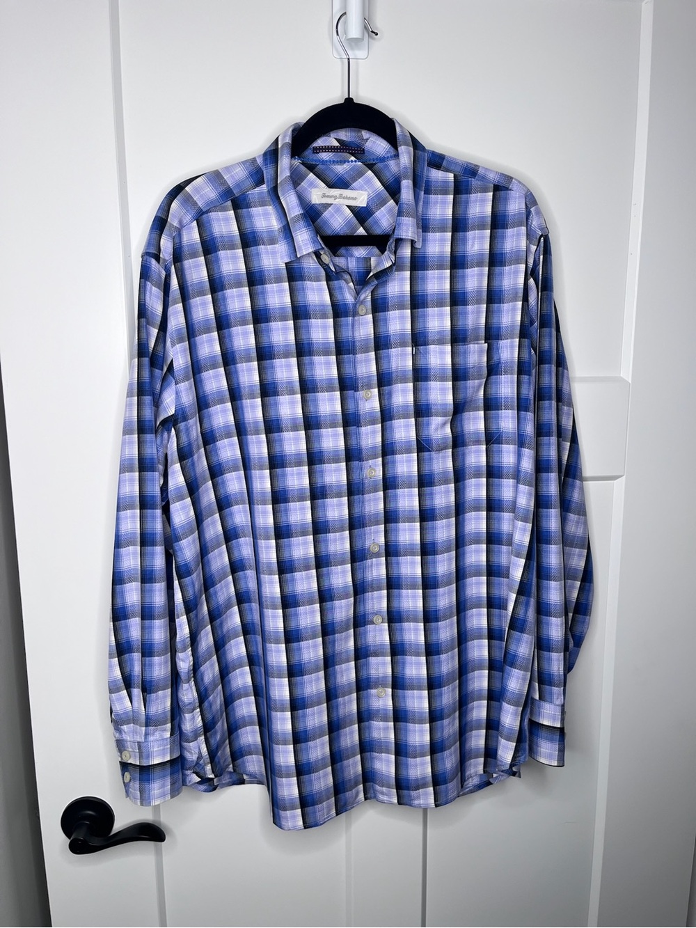 Tommy Bahama 100% Silk Plaid Long-Sleeve Button-Down Shirt Men’s XL